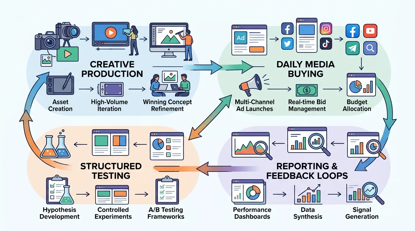 Modern integrated performance marketing system workflow